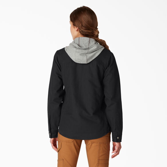 Women&rsquo;s Duck Hooded Shirt Jacket - Black &#40;BKX&#41;