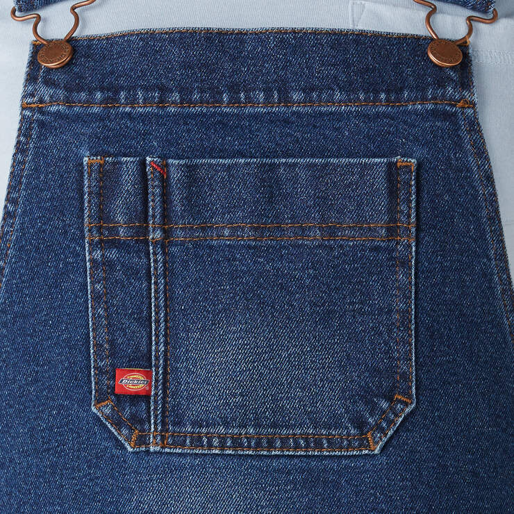 Women's Denim Boyfriend Fit Bib Overalls - Retro Stonewashed (RSW) image number 7