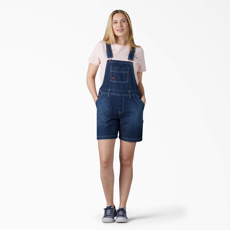 Women's Relaxed Fit Bib Shortalls, 7" - Archive Wash (ACV) image number 1