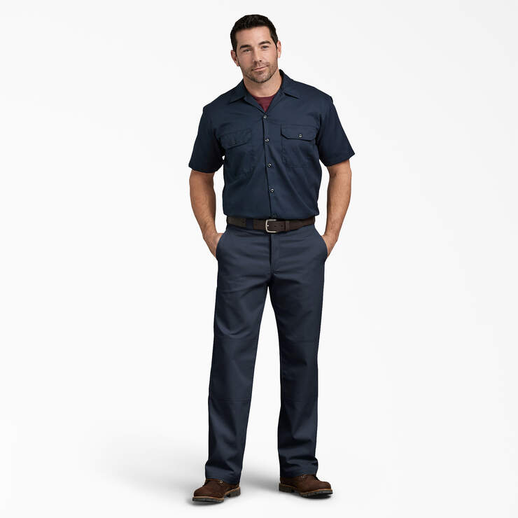Relaxed Fit Double Knee Work Pants - Dark Navy (DN) image number 4