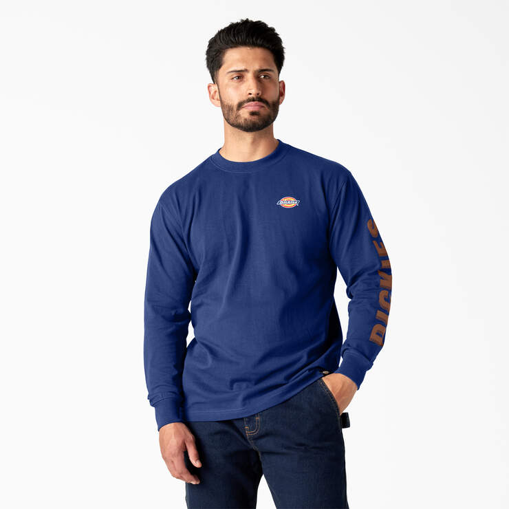 Long Sleeve Workwear Graphic T-Shirt - Surf Blue (FL) image number 1