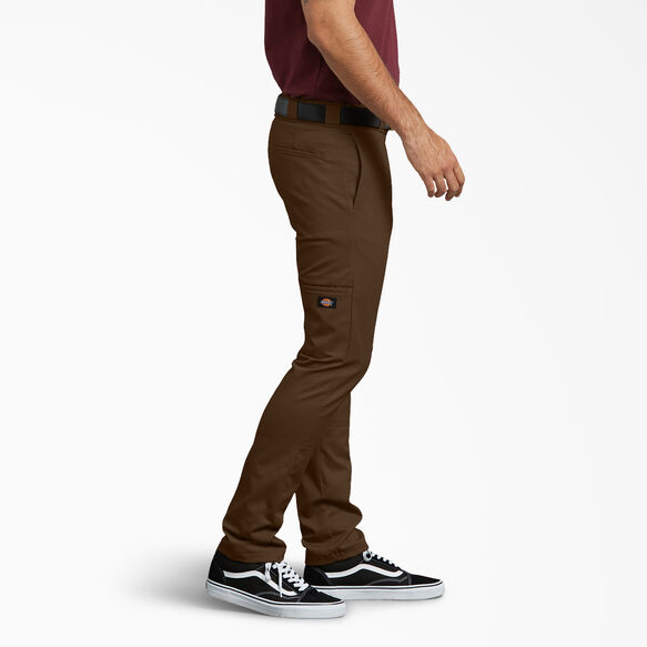 Skinny Fit Straight Leg Double Knee Work Pants - Timber Brown &#40;TB&#41;