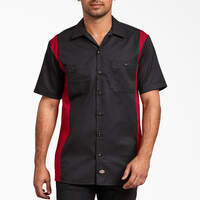 Two-Tone Short Sleeve Work Shirt - Black Red Tone (BKER)
