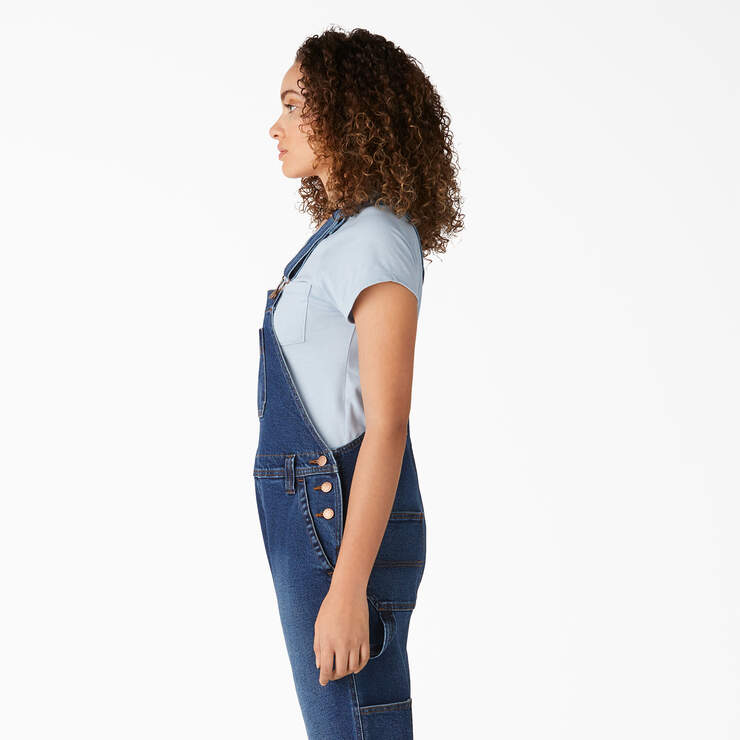 Women's Denim Boyfriend Fit Bib Overalls - Retro Stonewashed (RSW) image number 3