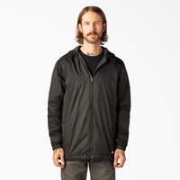 Fleece Lined Nylon Hooded Jacket - Black (BK)