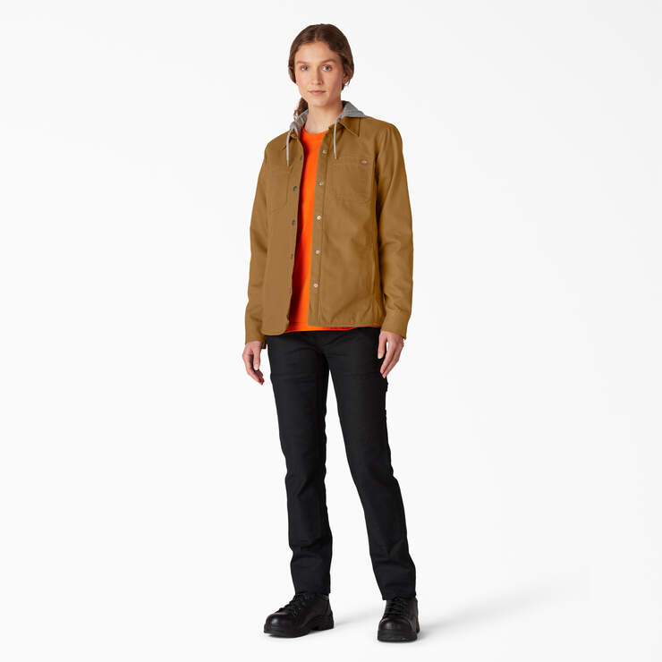 Women’s Duck Hooded Shirt Jacket - Brown Duck (BD) image number 4