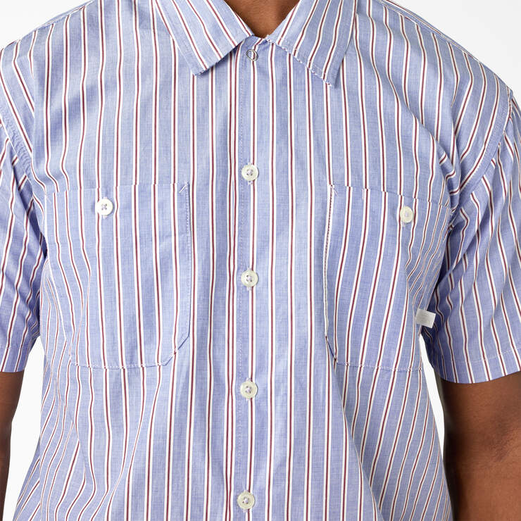 Dickies Premium Collection Poplin Service Shirt - Blue/Brown Stripe (LSV) image number 7