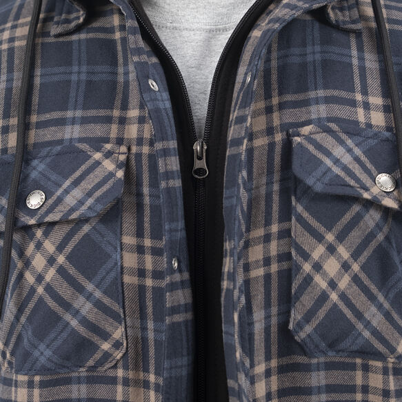 Relaxed Fit Icon Hooded Quilted Flannel Shirt Jacket - Dark Navy/Mushroom Plaid &#40;DPM&#41;