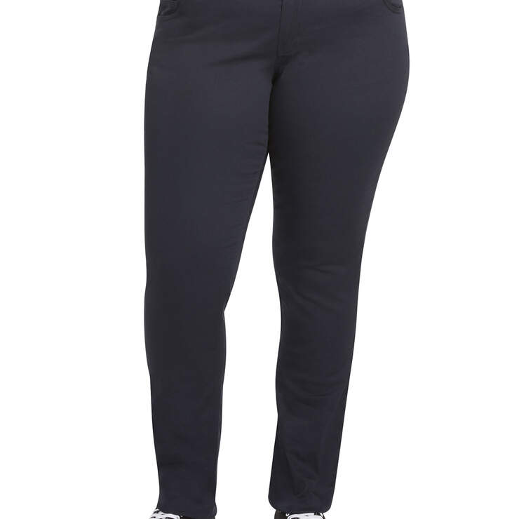 Dickies Girl Juniors' Plus Classic 5-Pocket Skinny Pants - Navy Blue (NVY) image number 1