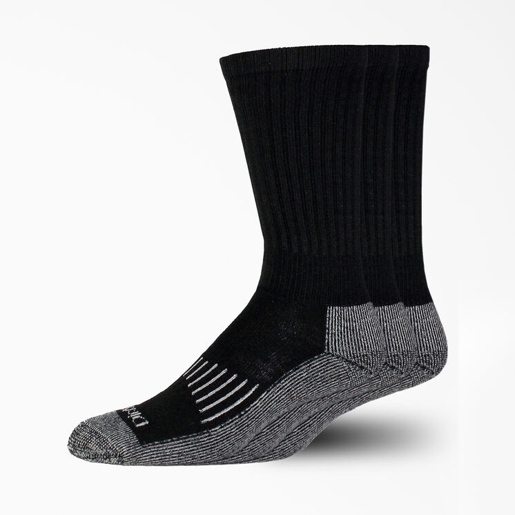 Heavyweight Crew Socks, Size 13-15, 3-Pack - Black &#40;BK&#41;