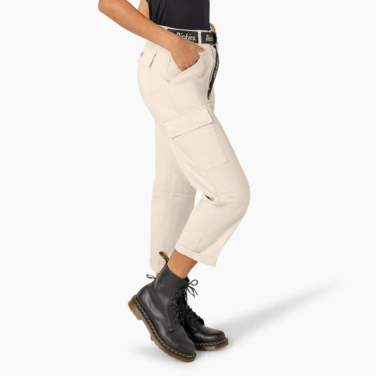 Women's Relaxed Fit Cropped Cargo Pants - Stone Whitecap Gray (SN9) image number 4