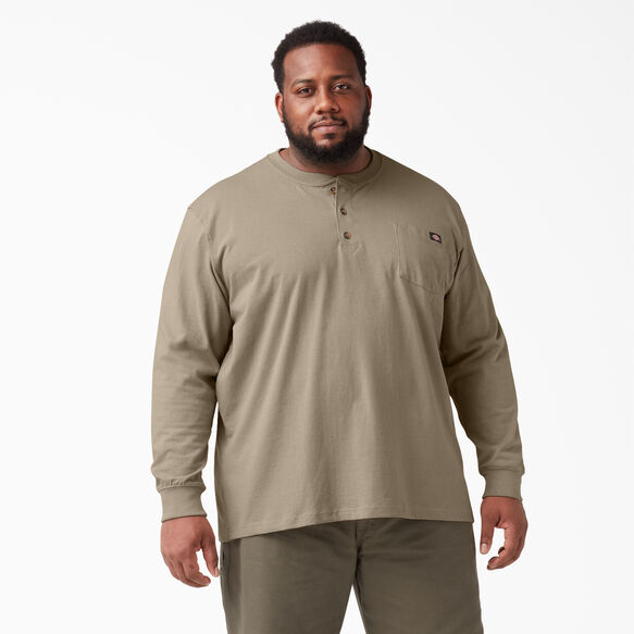 Heavyweight Long Sleeve Henley T-Shirt - Desert Sand &#40;DS&#41;