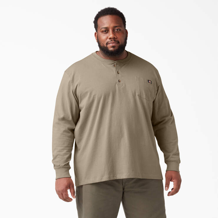 Heavyweight Long Sleeve Henley T-Shirt - Desert Sand (DS) image number 4