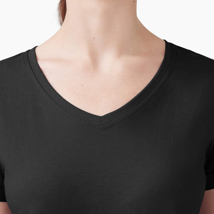 Women’s V-Neck T-Shirt - Black (KBK) image number 7