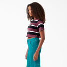 Women&#39;s Striped Cropped T-Shirt - Wine Collegiate Stripe &#40;WSG&#41;