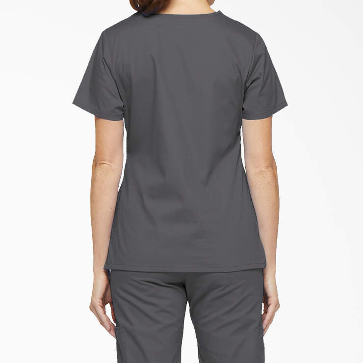 Women's EDS Signature Mock Wrap Scrub Top - Pewter Gray (PEW) image number 2