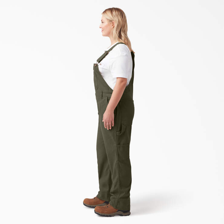 Women's Plus Relaxed Fit Bib Overalls - Rinsed Moss Green (RMS) image number 3