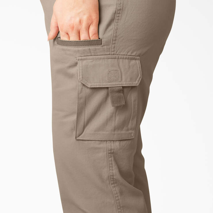 Women's Plus Relaxed Fit Cargo Pants - Rinsed Desert Sand (RDS) image number 9