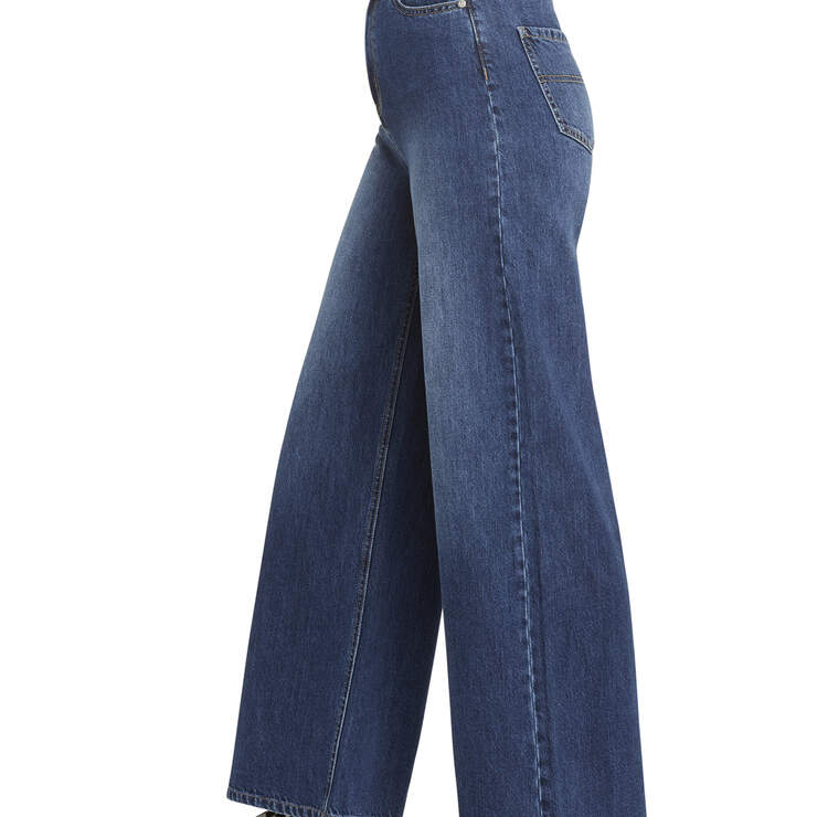 Dickies Girl Juniors’ High Rise Wide Leg Skater Jeans With Belt - Vintage Wash (VMD) image number 3