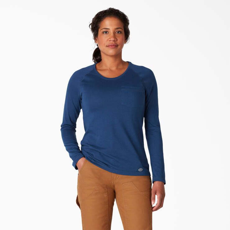 Women's Cooling Long Sleeve Pocket T-Shirt - Dynamic Navy (DY2) image number 1