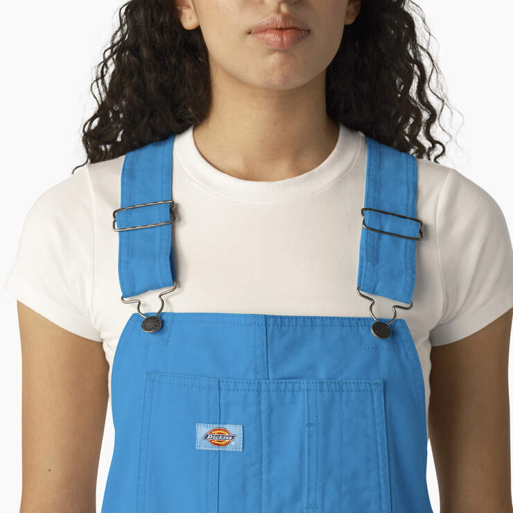 Women's Relaxed Fit Duck Bib Shortalls - Stonewashed Azure Blue (SWZ) image number 4