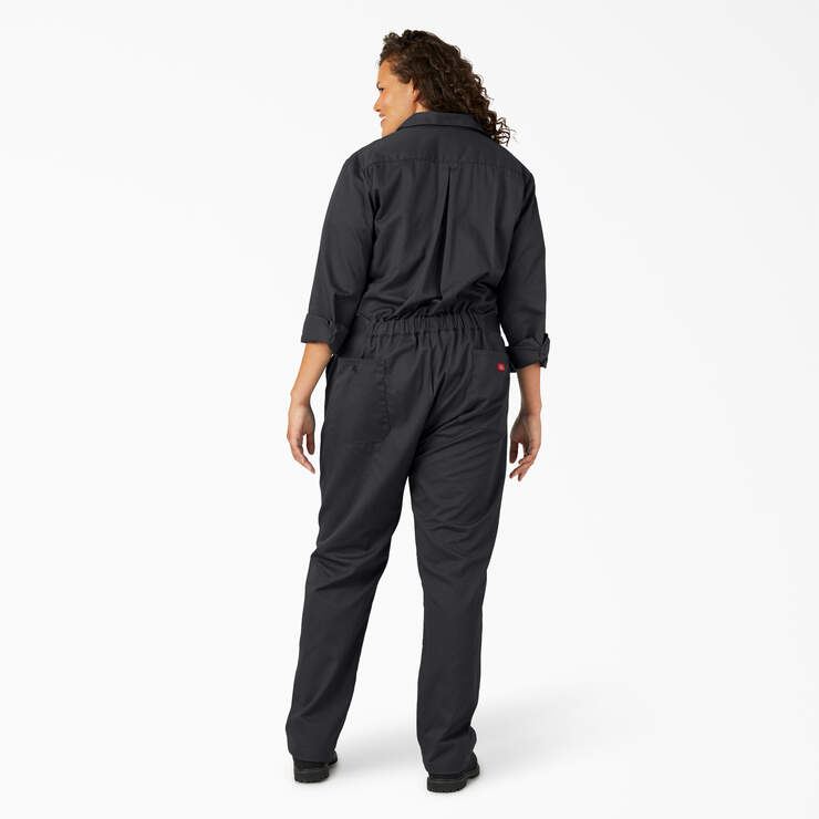 Women's Plus Long Sleeve Coveralls - Black (BK) image number 2