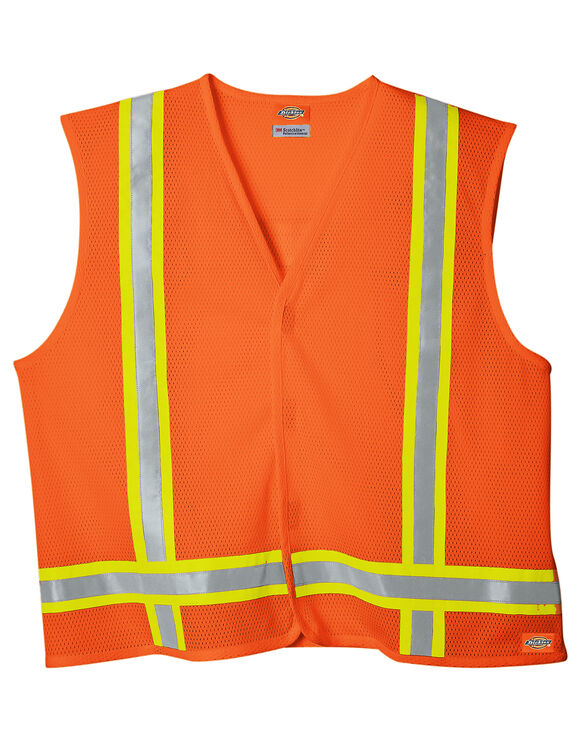 High Visibility ANSI Class 1 Tri-Color Safety Vest - ANSI Orange (AO)