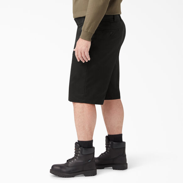 Cooling Active Waist Flat Front Shorts, 13&quot; - Black &#40;BK&#41;