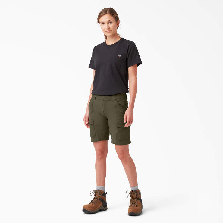 Women's Cooling Slim Fit Cargo Shorts, 10" - Military Green (ML) image number 4