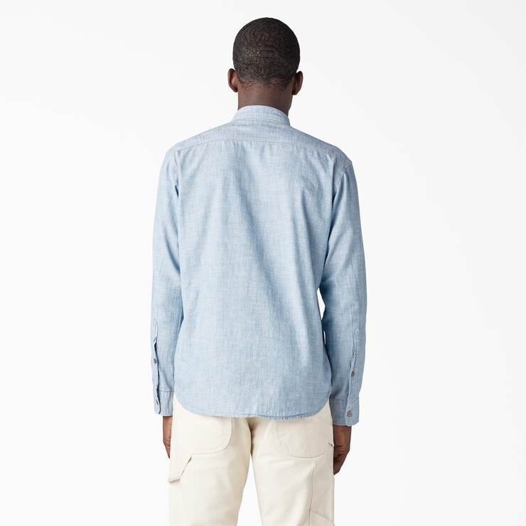 Dickies 1922 Long Sleeve Work Shirt - Bleach Blue Chambray (BBLC) image number 2