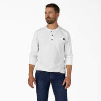 Heavyweight Long Sleeve Henley T-Shirt - White (WH)