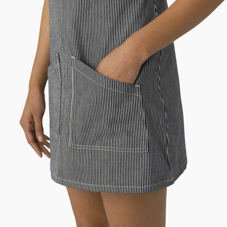 Women's Regular Fit Hickory Stripe Bib Overall Dress - Hickory Stripe (HS) image number 6