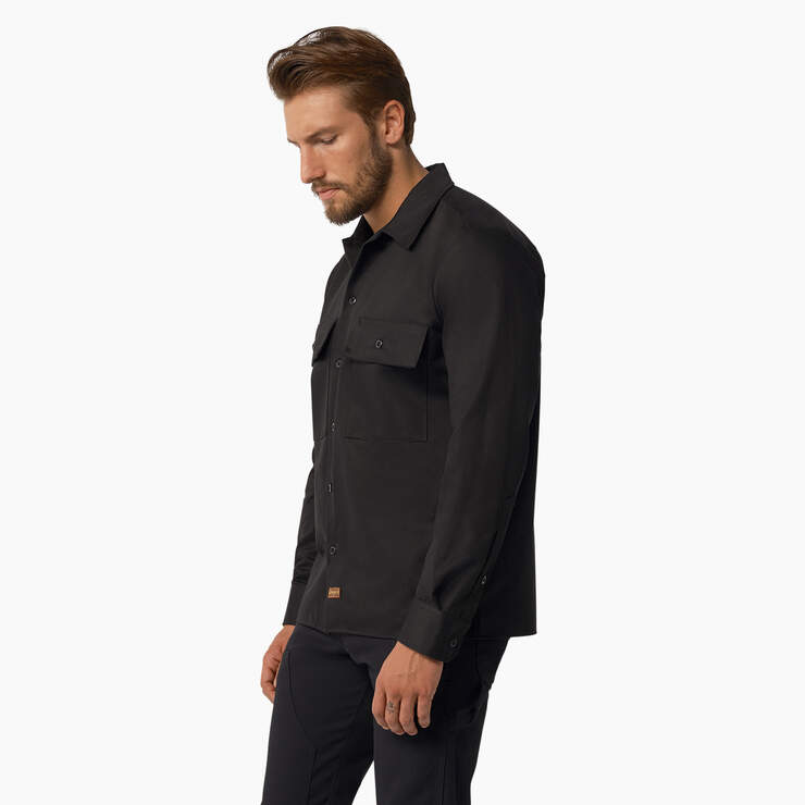 Dickies 1922 Premium Twill Long Sleeve Shirt - Rinsed Black (RBK) image number 3