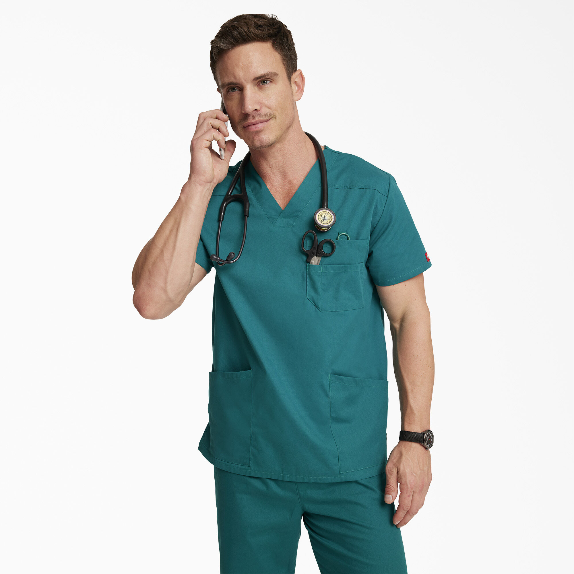 Men s EDS Signature V Neck Scrub Top Mens Scrubs Dickies