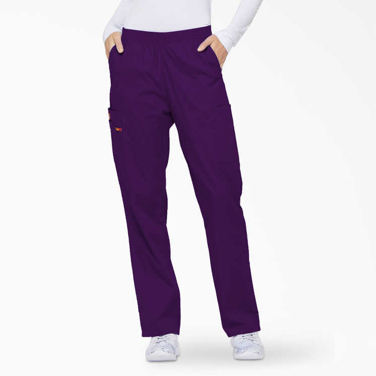 Women&#39;s EDS Signature Tapered Leg Cargo Scrub Pants - Purple Eggplant &#40;EGG&#41;