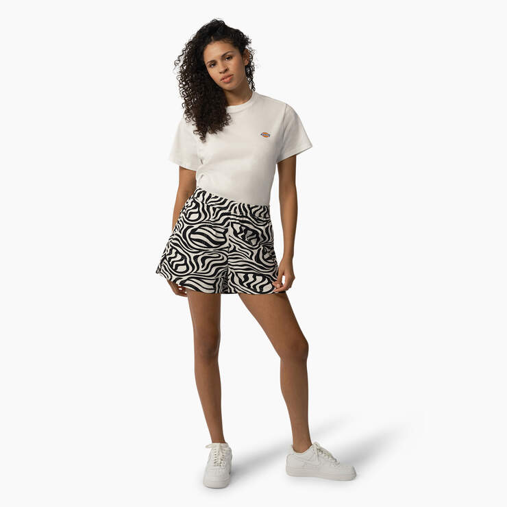 Women's Zebra Regular Fit Print Shorts, 5" - Black/White (BKWH) image number 4