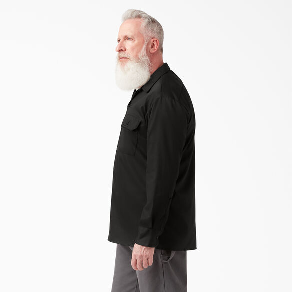 Relaxed Fit Long Sleeve Work Shirt - Black &#40;BK&#41;