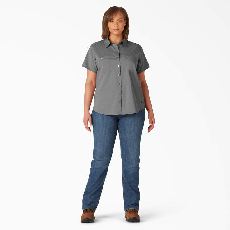 Women's Plus Cooling Short Sleeve Work Shirt - Alloy Heather (LYH) image number 4