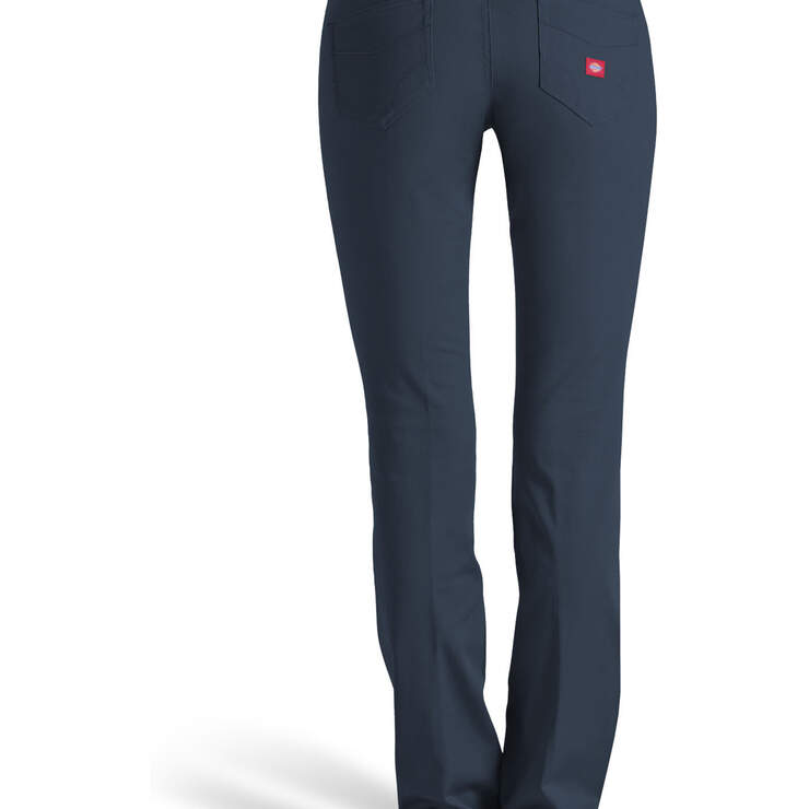 Dickies Girl Juniors' 5-Pocket Straight Leg Pants - Navy Blue (NVY) image number 2