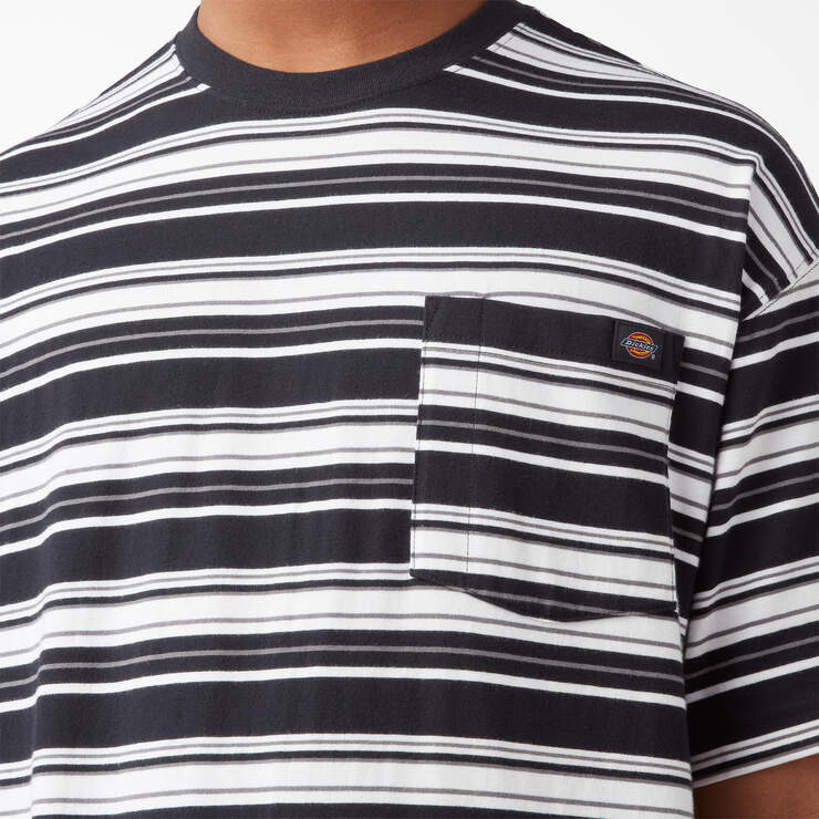 Relaxed Fit Striped Pocket T-Shirt - Black Variegated Stripe (BSA) image number 5