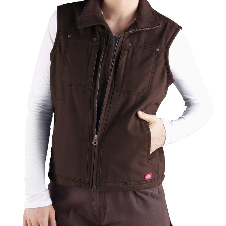 Women's Sanded Duck Vest - Chocolate Brown (CB) image number 1