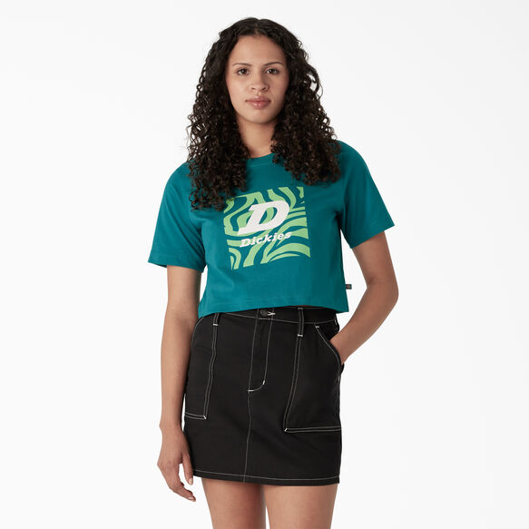 Women&#39;s Zebra Graphic Cropped T-Shirt - Deep Lake &#40;DL2&#41;
