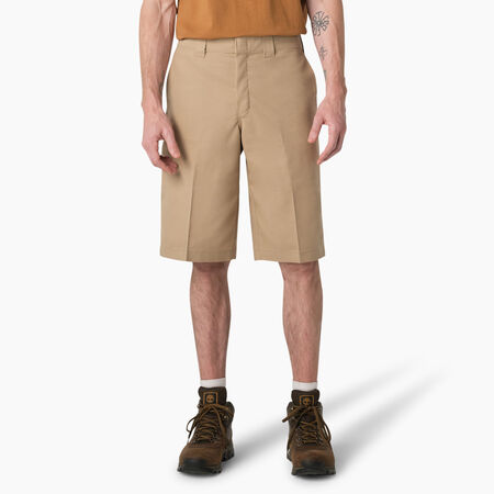 Cooling Active Waist Flat Front Shorts, 13&quot; - Desert Sand &#40;DS&#41;