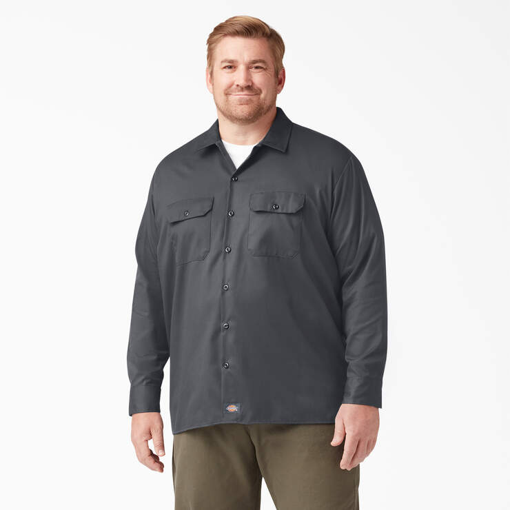 FLEX Relaxed Fit Long Sleeve Work Shirt - Charcoal Gray (CH) image number 4