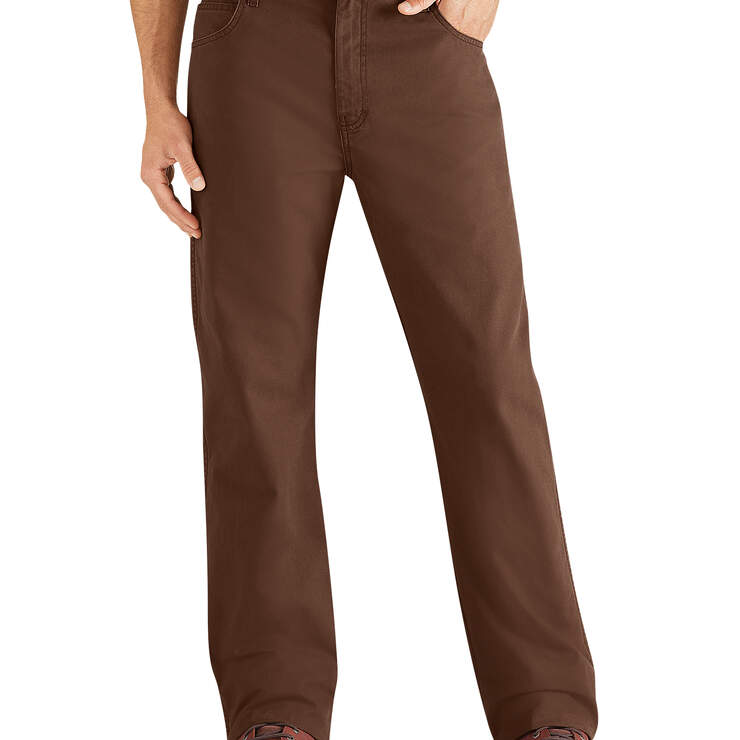 Regular Fit Straight Leg 6-Pocket Duck Jeans - Rinsed Timber Brown (RTB) image number 1