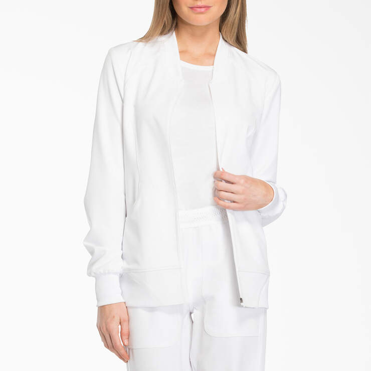 Women's Dynamix Zip Front Scrub Jacket - White (DWH) image number 1
