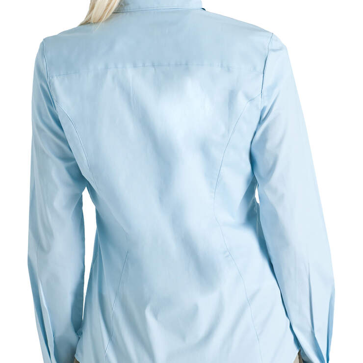 Dickies Girl Juniors' Poplin Long Sleeve Button Down Shirt - Baby Blue (BBL) image number 2