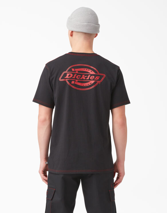 Short Sleeve Graphic T-Shirt - Black w/ Red Stitching &#40;B2I&#41;
