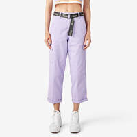 Women's Relaxed Fit Cropped Cargo Pants - Purple Rose (UR2)