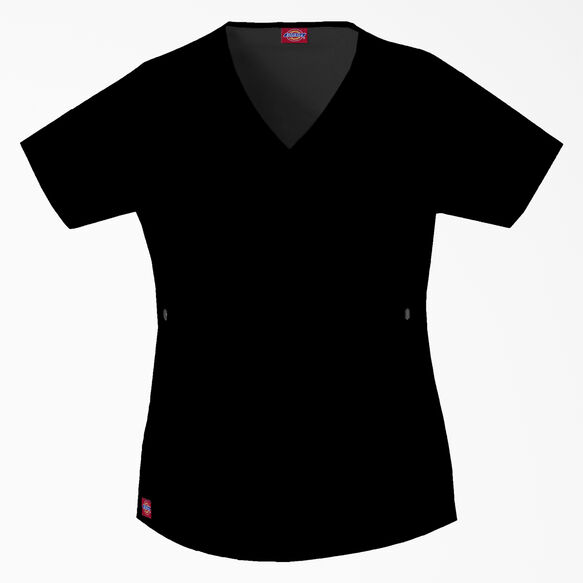 Women's Contemporary Fit Gen Flex Youtility Mock Wrap Scrub Top - BLACK (BLK)